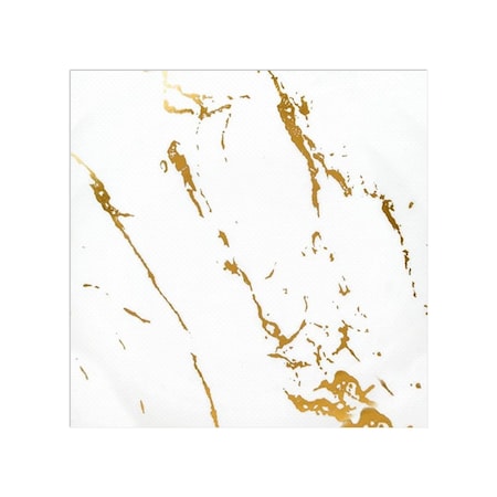 Smarty Had A Party White with Gold Marble Paper BeverageCocktail Napkins 600 Napkins, 600PK 3291-CASE